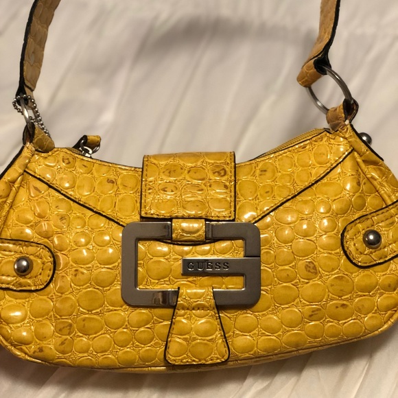 Guess Small Yellow Alligator Satchel - Picture 3 of 5